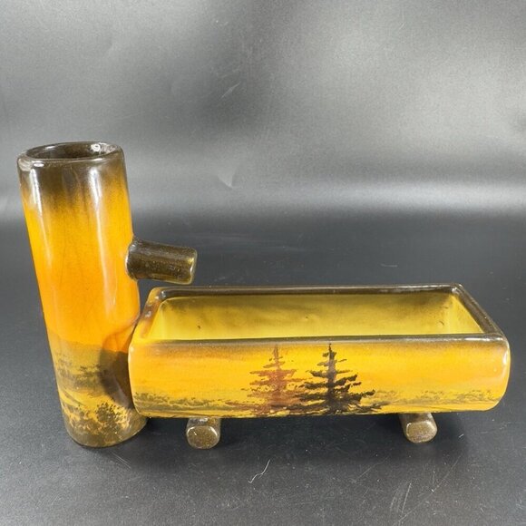 SCHRAMBERG Majolika Planter Trough Log Holder Hand Painted Germany Vintage - Picture 9 of 12
